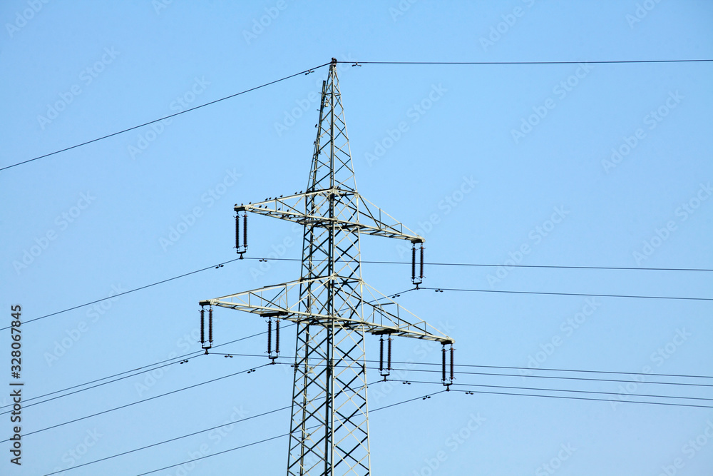 Strommast , Blauer Himmel, Deutschland, Europa Strommast , Blauer Himmel, Deutschland, Europa