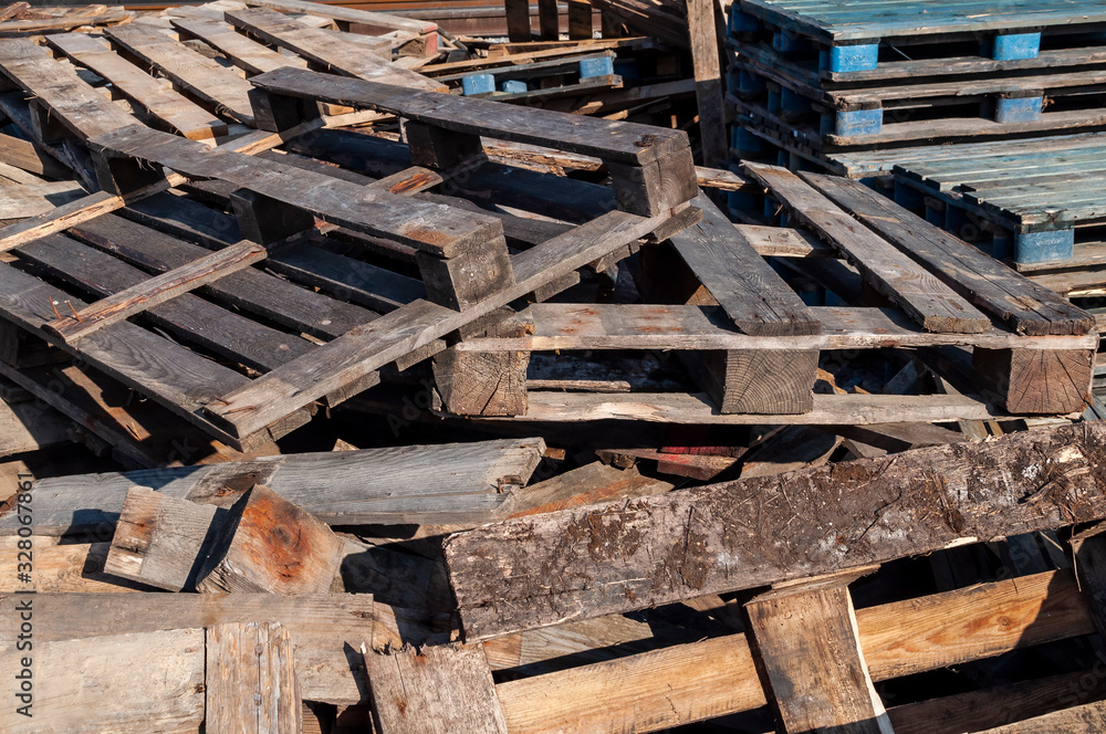 Closeup of stack of wooden pallets Closeup of stack of wooden pallets