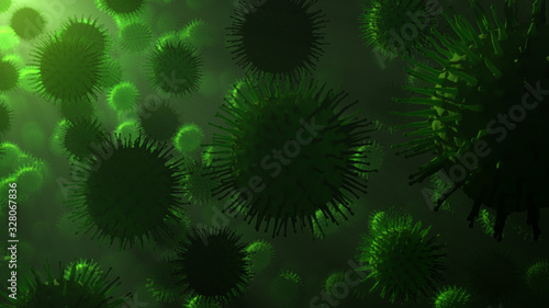 Virus Environment 3D Render. Medical Wallpaper