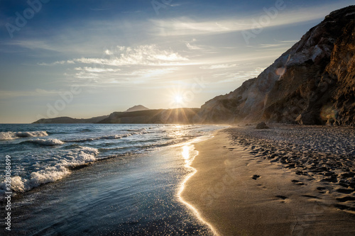 Fyriplaka beach on sunset, Milos island, Cyclades, Greece © Dmitry Rukhlenko