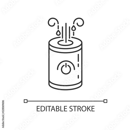 Air cleaning household appliance pixel perfect linear icon. Ionizer, water vaporization system. Thin line customizable illustration. Contour symbol. Vector isolated outline drawing. Editable stroke