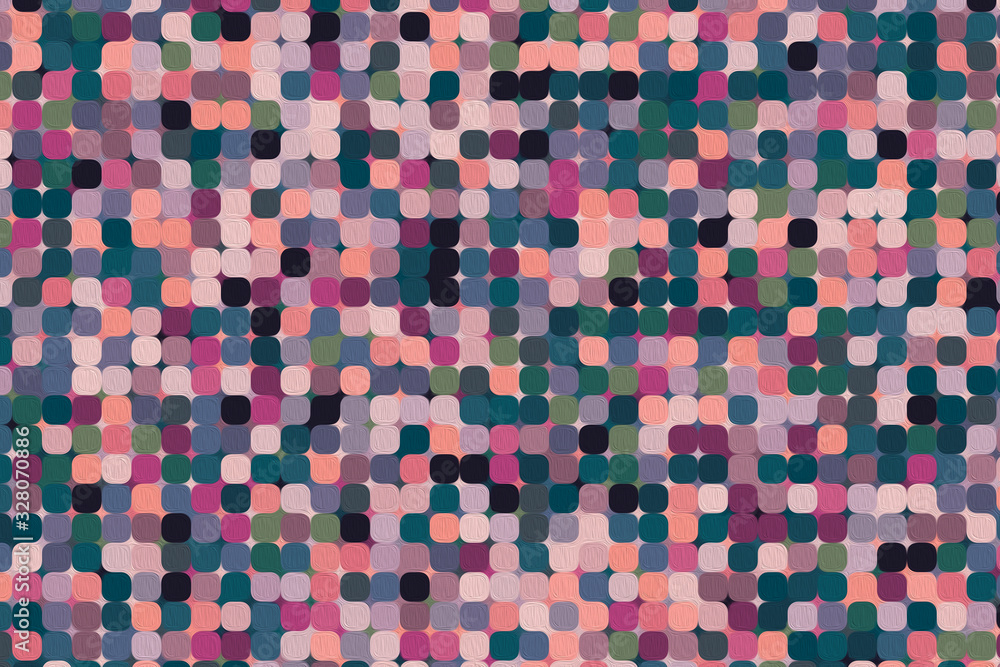 Fototapeta premium Colorful pattern with different shapes objects. Texture background for textile, print, paper, fabric background, wallpaper