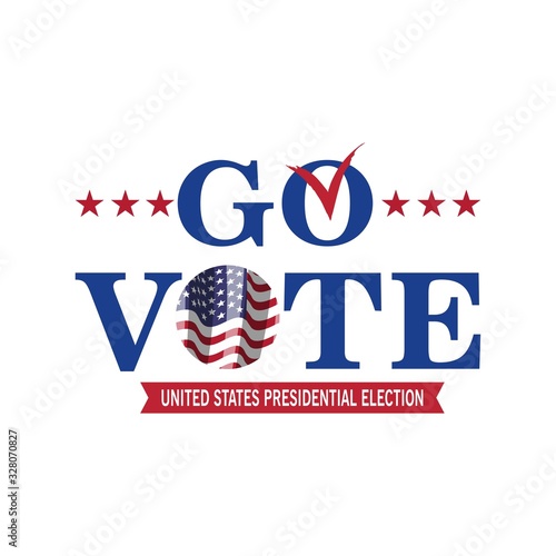 2020 United States of  Presidential Election banner.Go Vote. Patriotic illustration