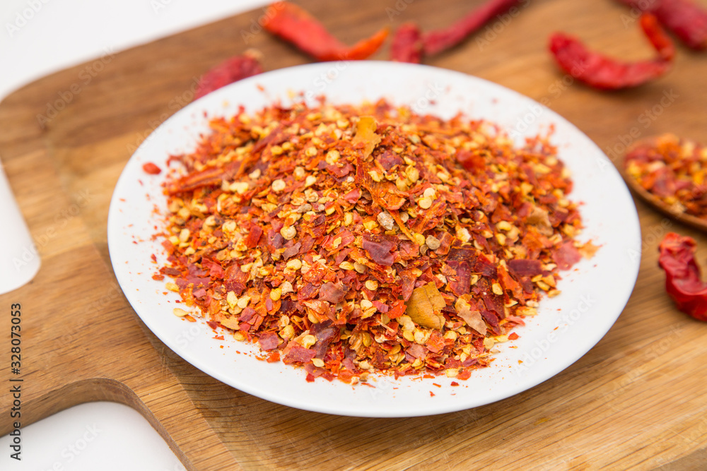 A pile of dried paprika A pile of dried paprika