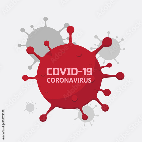 Coronavirus icon,Inscription COVID-19 on white background vector flat design.