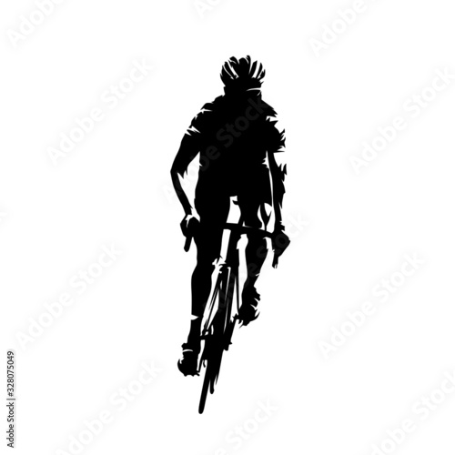 Cycling, road cyclist, abstract vector silhouette. Front view