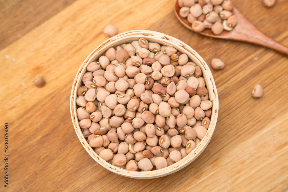 Cowpea seeds in the bamboo basket Cowpea seeds in the bamboo basket