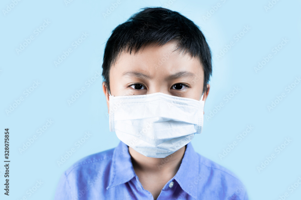 Little boy wearing healthy masks for protect virus Little boy wearing healthy masks for protect virus