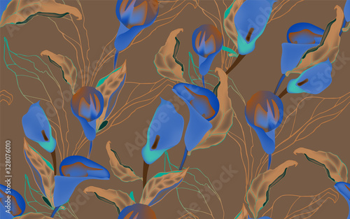 Vector illustration with large inflorescences of plants.