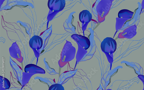 Vector illustration with large inflorescences of plants.