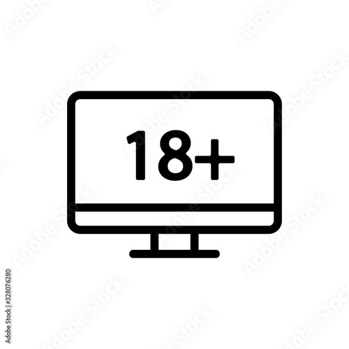 adult video icon vector. Thin line sign. Isolated contour symbol illustration