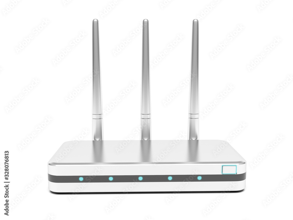 Wifi router with antennas. 3d rendering illustration Wifi router with antennas. 3d rendering illustration