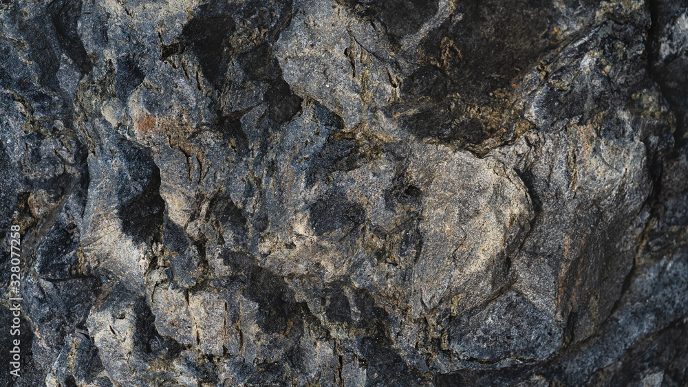 Fototapeta premium The relief texture of a large dark stone