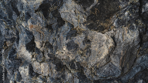 The relief texture of a large dark stone