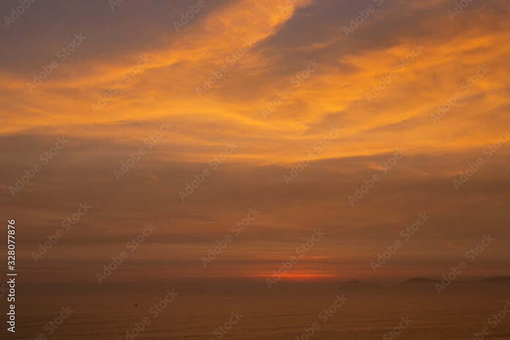 Sunset Miraflores Peru. Coast.