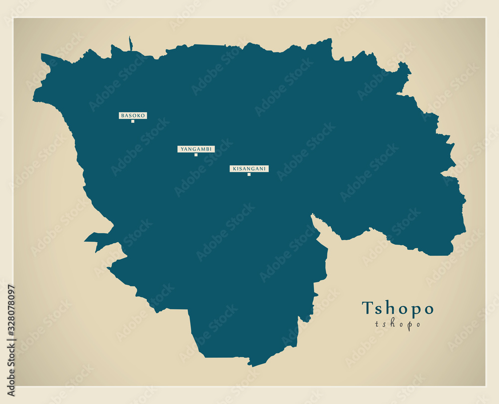 Modern Map - Tshopo province map of DR Congo