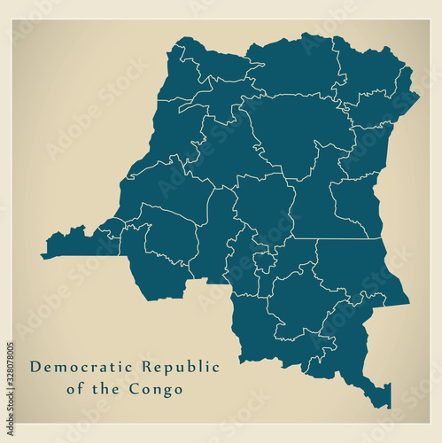 Modern Map - Democratic Republic of the Congo with all provinces map