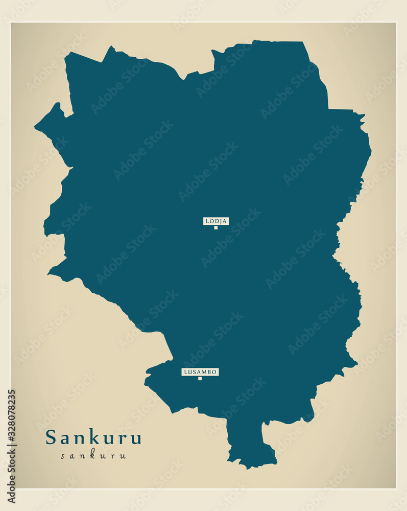 Modern Map - Sankuru province map of DR Congo