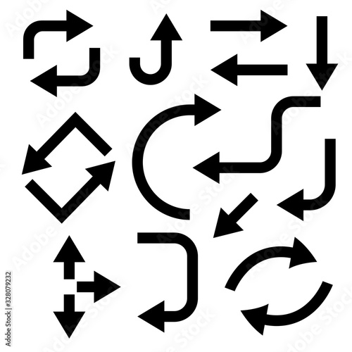 Black bold simple arrows and arrow combination