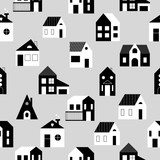 Seamless pattern with modern houses.