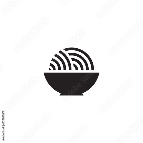 simple geometric bowl noodle food symbol logo vector