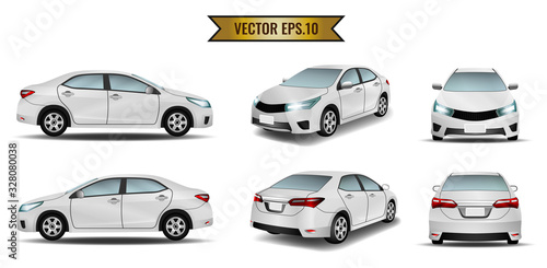 Car white isolate on the background. Ready to apply to your design. Vector illustration.