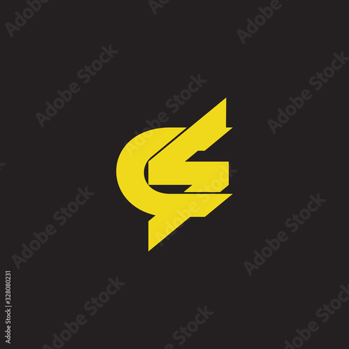 letter cs linked flat 3d overlapping logo vector