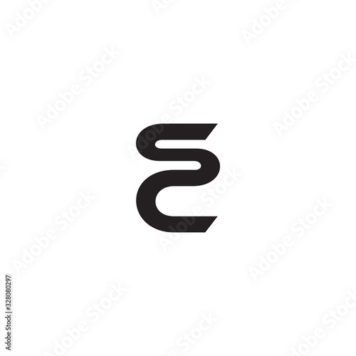 letter sc loop geometric curves simple design symbol logo vector