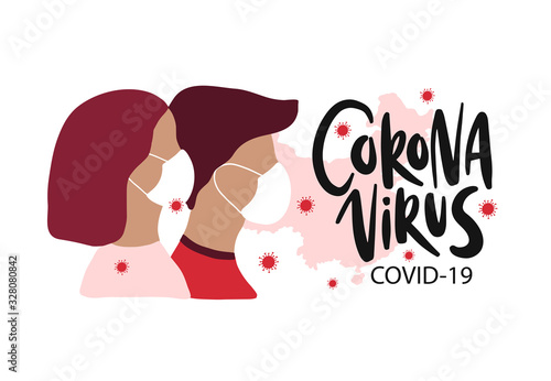Corona virus hand drawn vector illustration. Epidemic disease banner