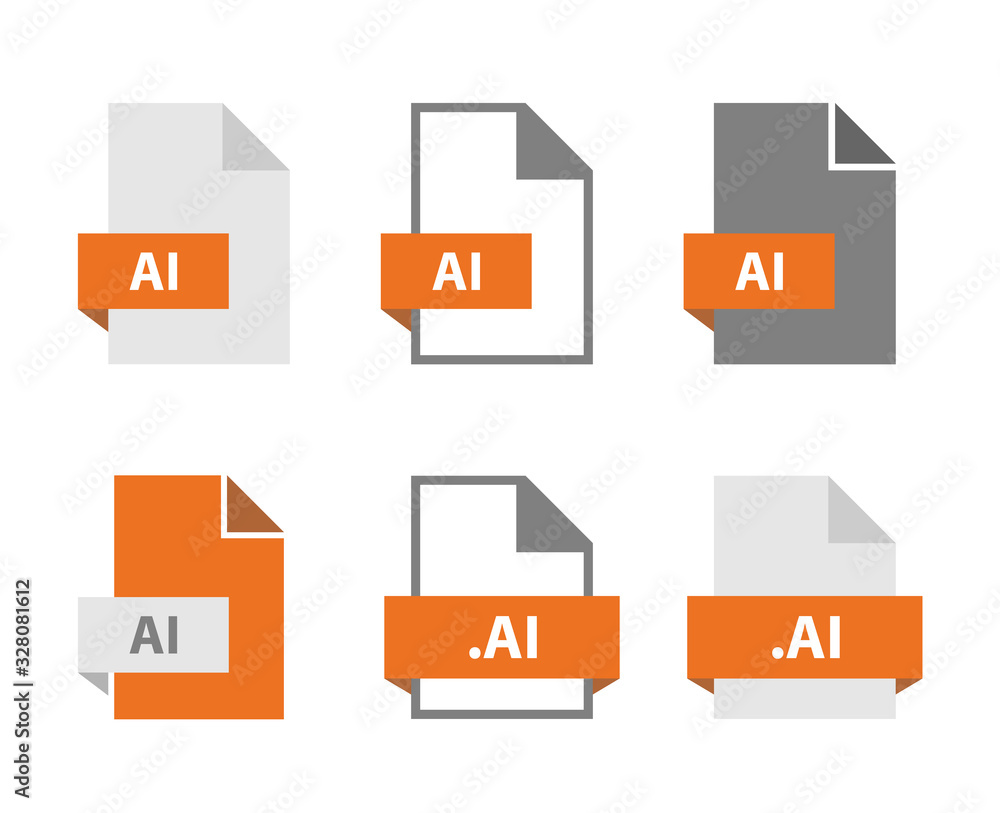 AI vector files document icon set, AI file format sign