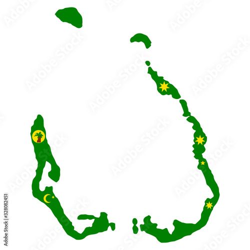 Cocos Islands map flag vector