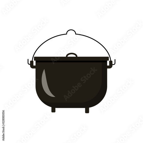 Outdoor cooking pot, Isolated on a white background. Stock vector graphics.