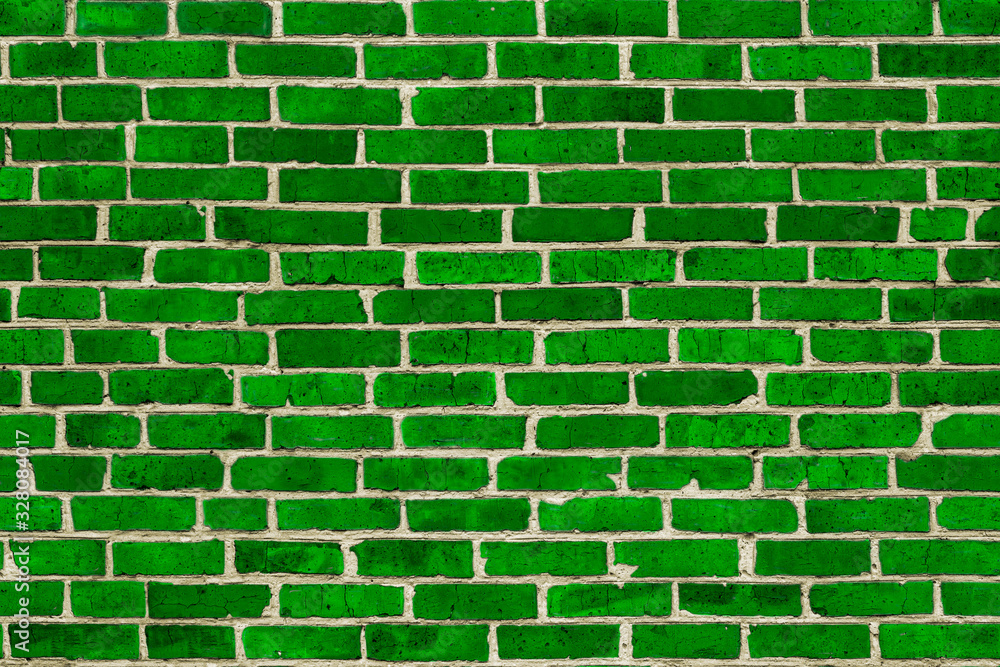 Seamless St. Patrick's day background of green brick wall background or texture.