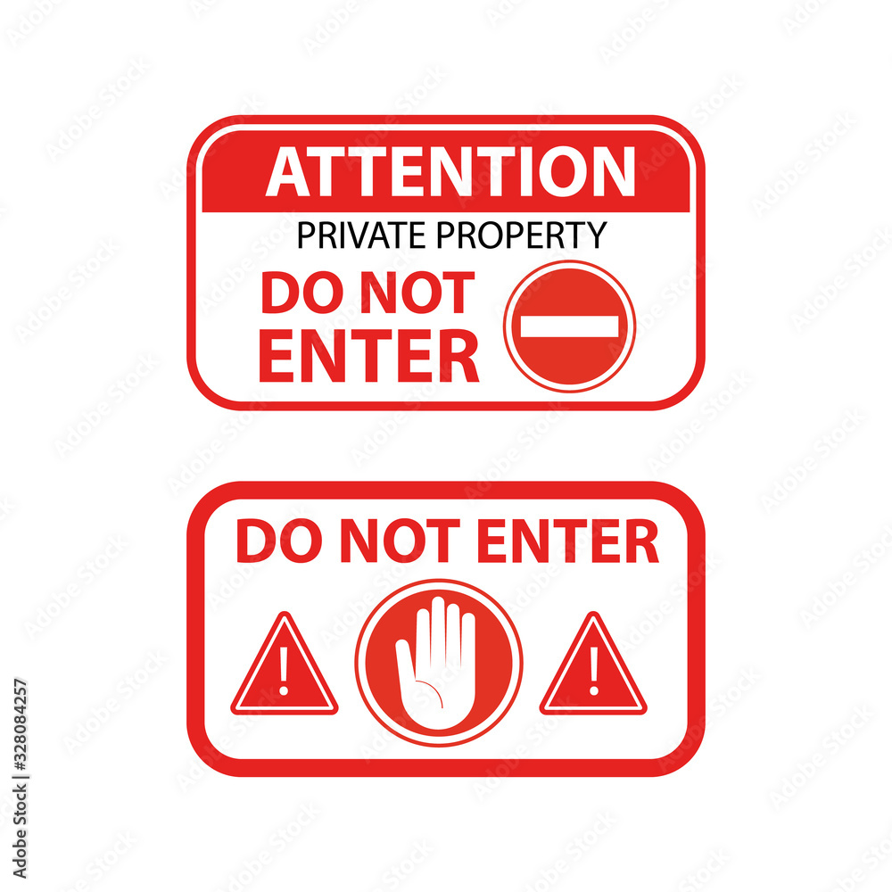 Cartoon Rectangle Red Stop Signs Icon Set Different Type. Vector Cartoon Rectangle Red Stop Signs Icon Set Different Type. Vector