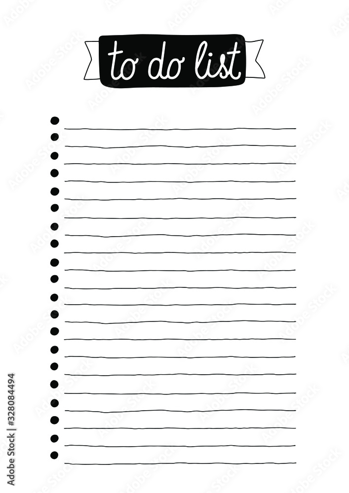 To do list for planner. Vector isolated outline hand drawn check to do list. A4 sheet proportion. Rows with bullets. To do list for planner. Vector isolated outline hand drawn check to do list. A4 sheet proportion. Rows with bullets.