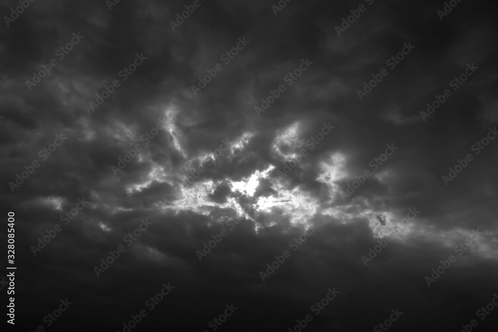 Fototapeta premium White cloud, Fluffy texture, abstract, black and white sky background