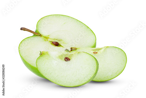 green half apple isolated on white background