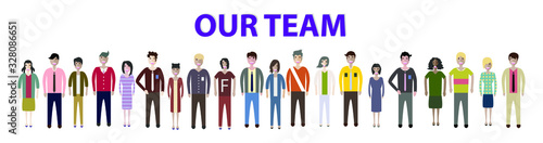 Set of full body diverse business people. Flat icons design white isolated. Vector graphic illustration. Man and woman, Different nationalities characters