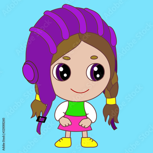 emoticon with tank crew girl wearing a special protective helmet with headphones, army trooper or soldier from tank in a flexible helm, chibi vector emoji in color