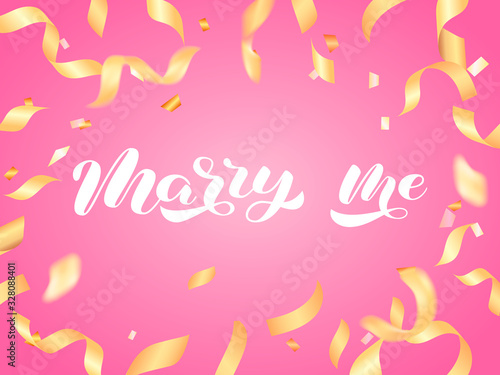 Marry me brush lettering. Vector stock illustration for poster or banner