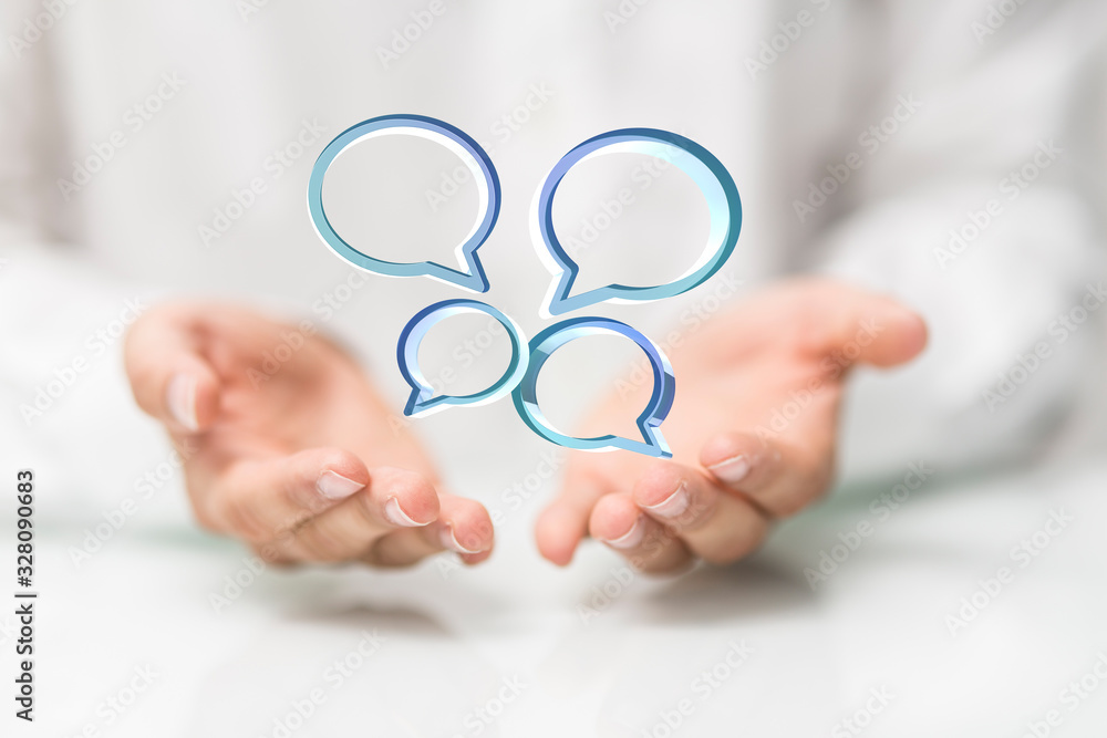 speech bubbles. People Chatting. 3d illustration of a communication concept, relating to feedback 3d speech bubbles. People Chatting. 3d illustration of a communication concept, relating to feedback 3d