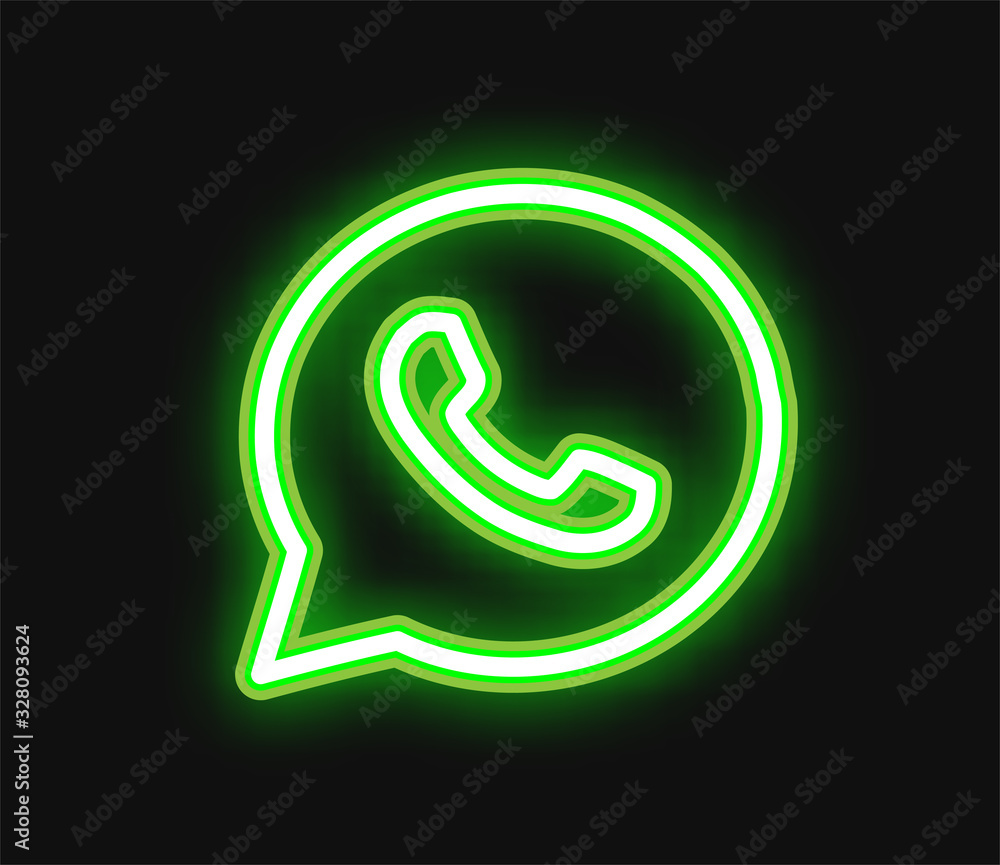 whatsapp neon logo. whatsapp neon button. whatsapp neon vector de Stock