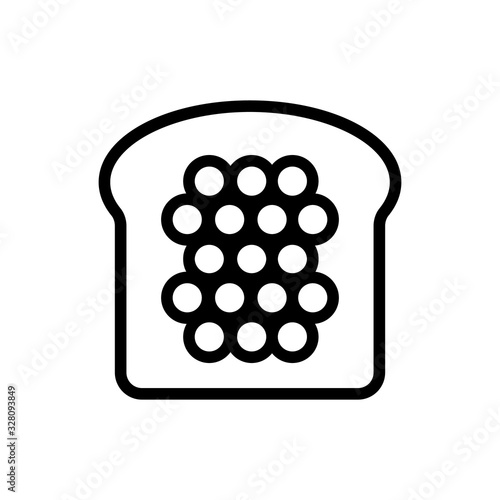 bread, caviar icon vector. Thin line sign. Isolated contour symbol illustration