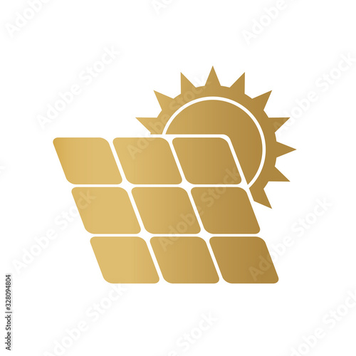 golden solar battery panel - vector illustration