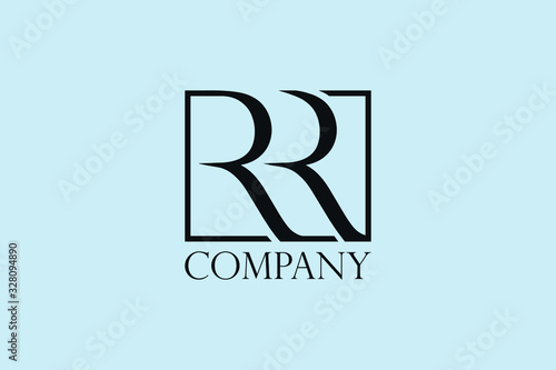 RR initial letter logo in square shape design