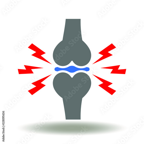 Arthritis Logo. Bone joint cartilage flash lightning icon vector. Alarm pain osteoarthritis body ache illustration.