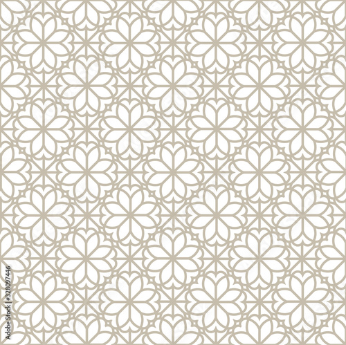 Abstract floral seamless pattern. Arabic ornament with geometric shapes. Abstract motives of the paintings of ancient Indian fabric patterns.