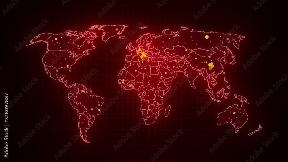 Animation of coronavirus spread on world map