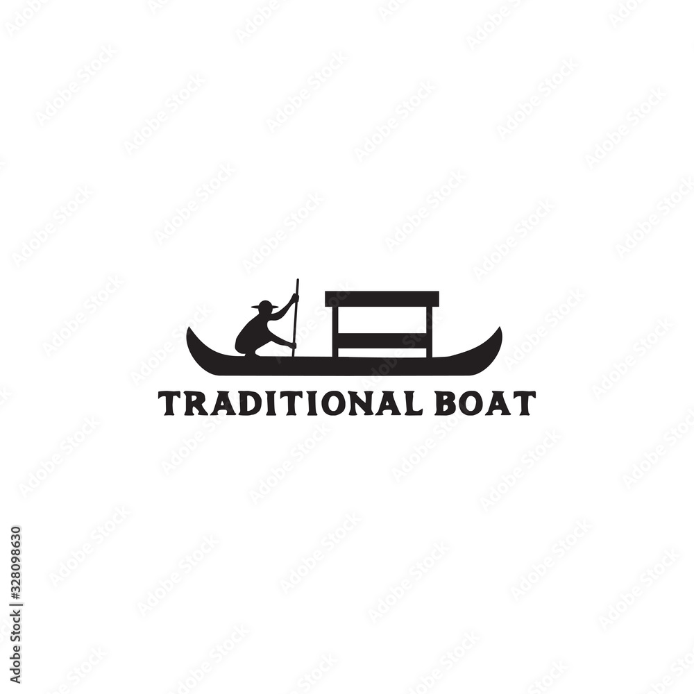 Traditional boat icon logo design vector template