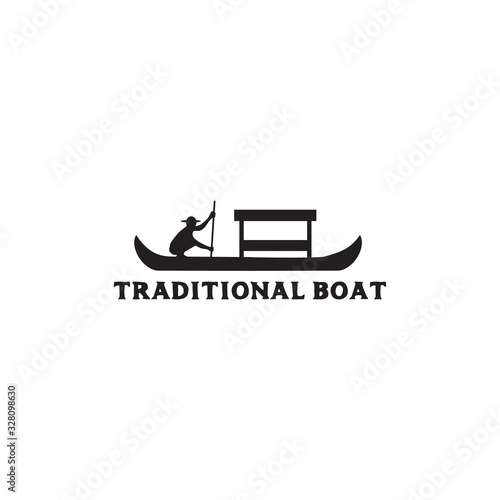 Traditional boat icon logo design vector template